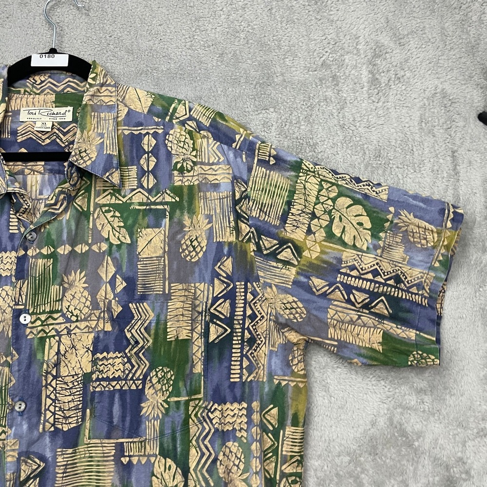 VTG Tori Richard Hawaiian Shirt‎ Mens XL Multicolor Tribal Aztec Cotton Lawn 80s - Picture 6 of 15